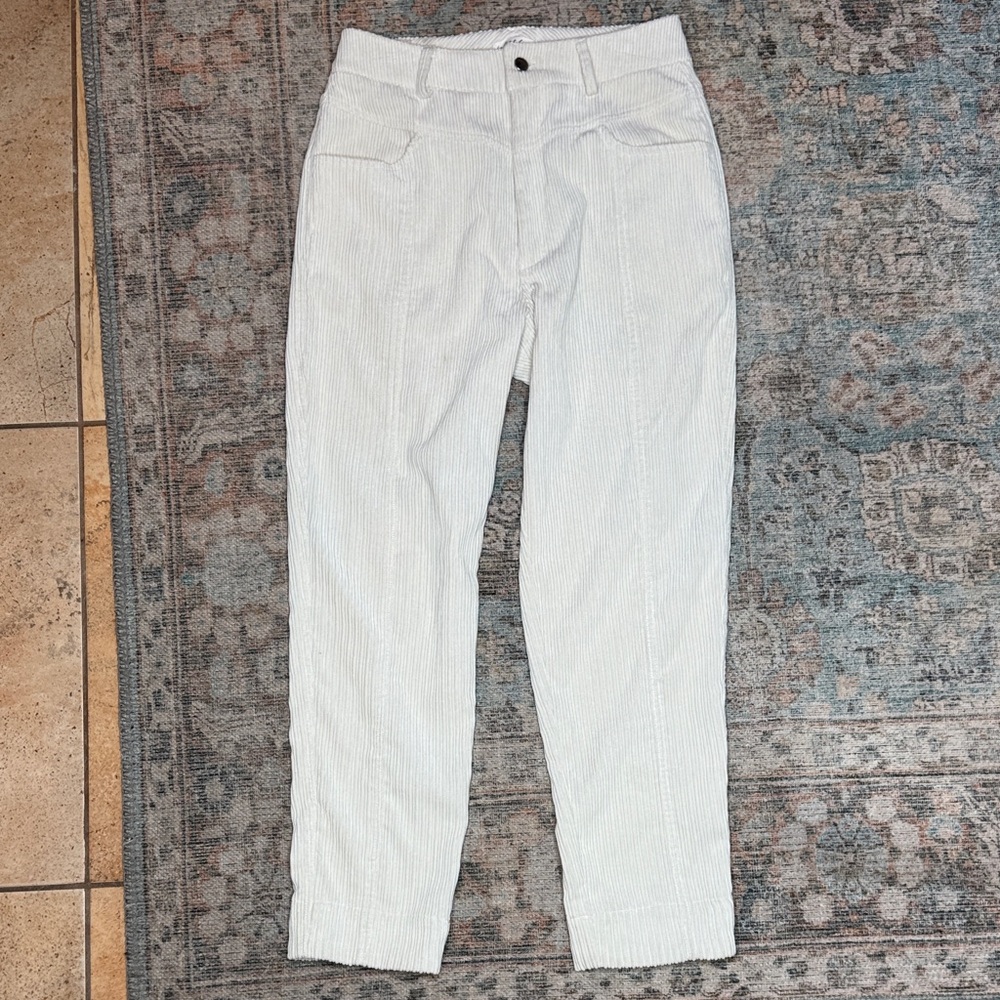 For Love And Lemons Women's cream Corduroy Pants Size Small Carson High Waist